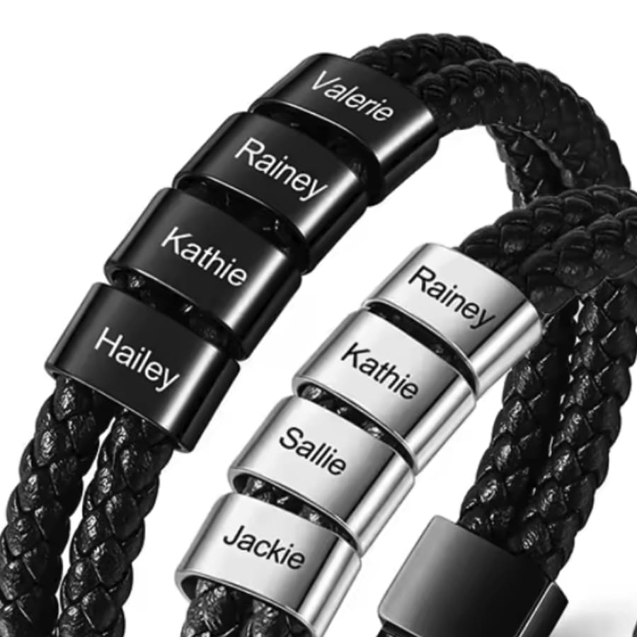 Leren armband met gegraveerde elementen