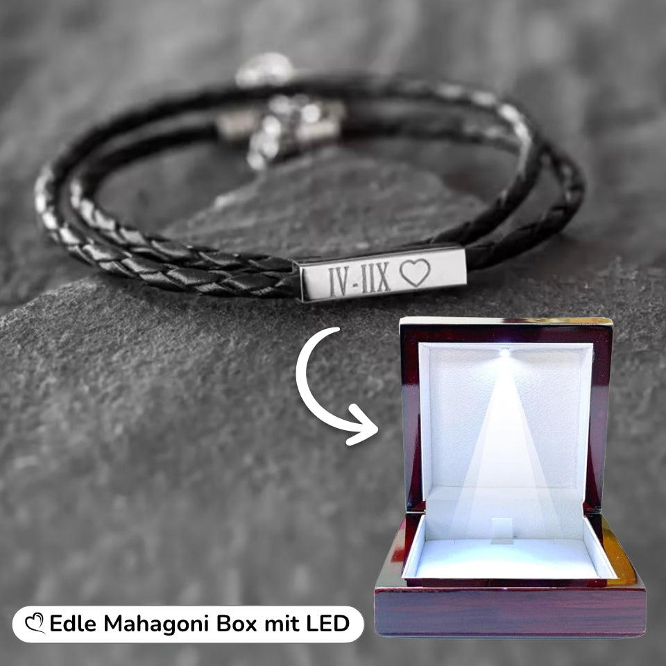 Geflochtenes Lederarmband mit Gravur-Element