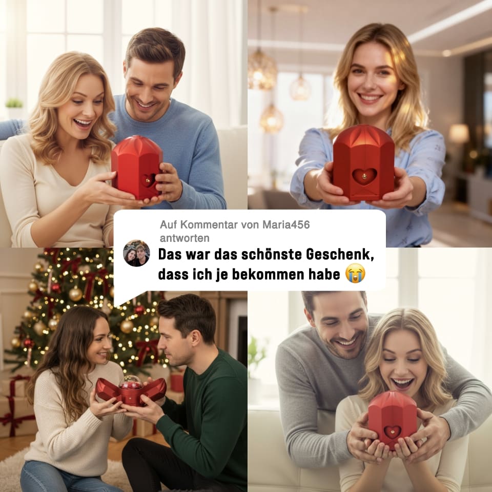 Ewige Rose mit gravierter Doppelherz-Halskette