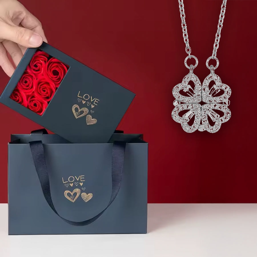 2-in-1 magnetische ketting in klaver- en hartvorm
