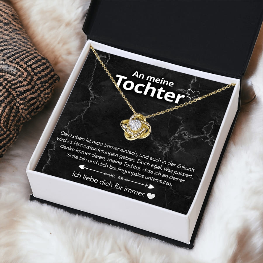 An meine Tochter – Knotenhalskette in 14k Weißgold / 18k Gelbgold Veredelung