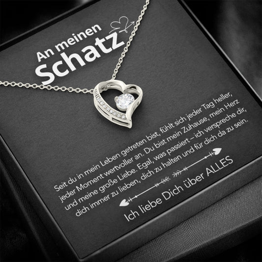 An meinen Schatz – Herzanhänger in 14k Weißgold / 18k Gelbgold Veredelung