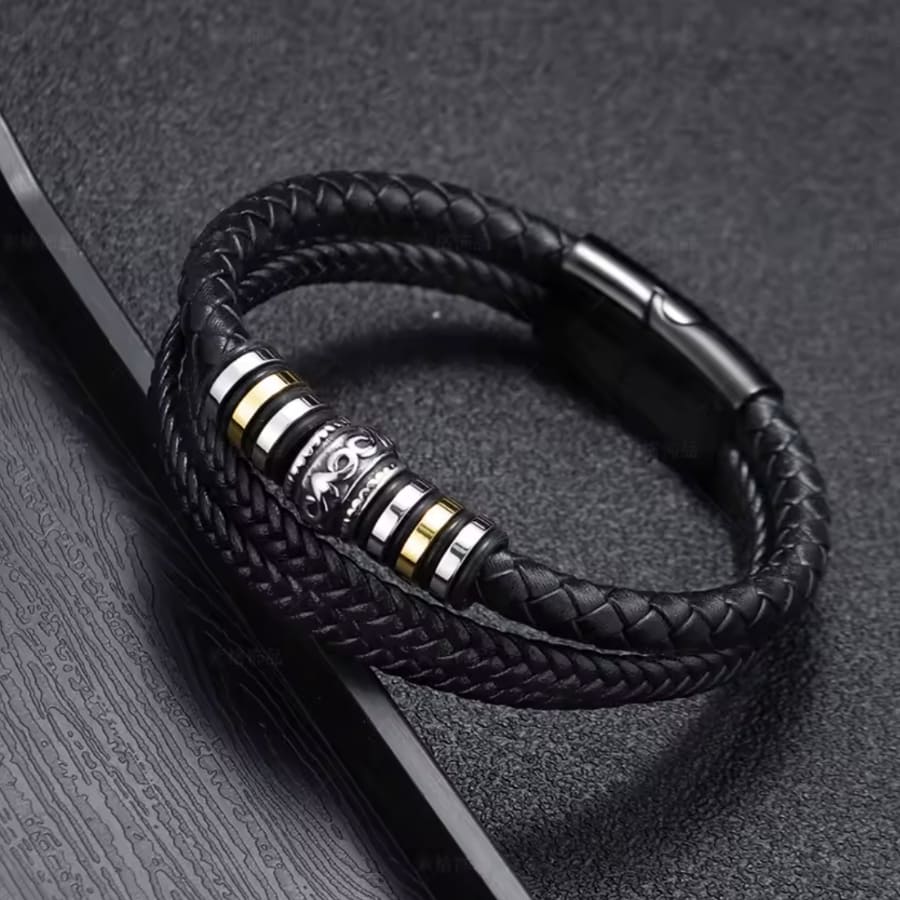 Voor mijn man - Leren herenarmband met een liefdevolle boodschap