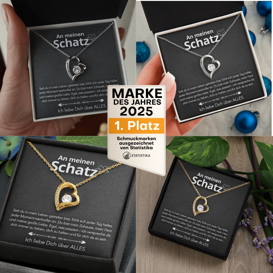 Für meinen Schatz – Herzanhänger in 14k Weißgold / 18k Gelbgold Veredelung