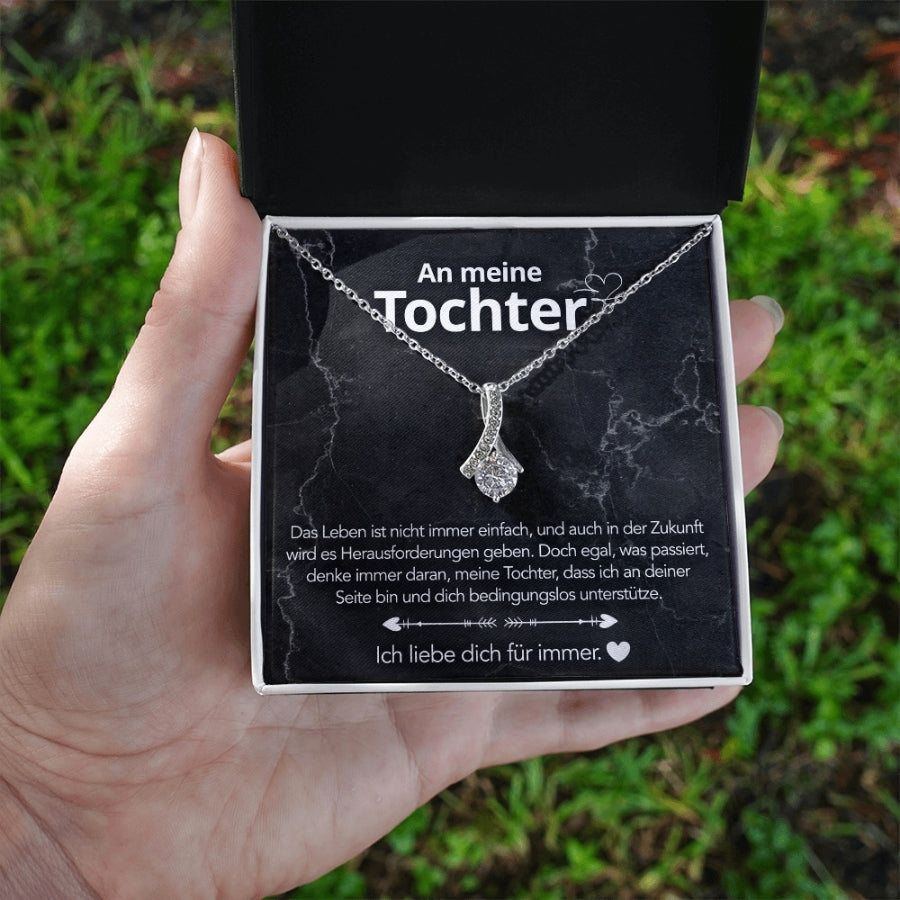 An meine Tochter – Bandhalskette in 14k Weißgold / 18k Gelbgold Veredelung