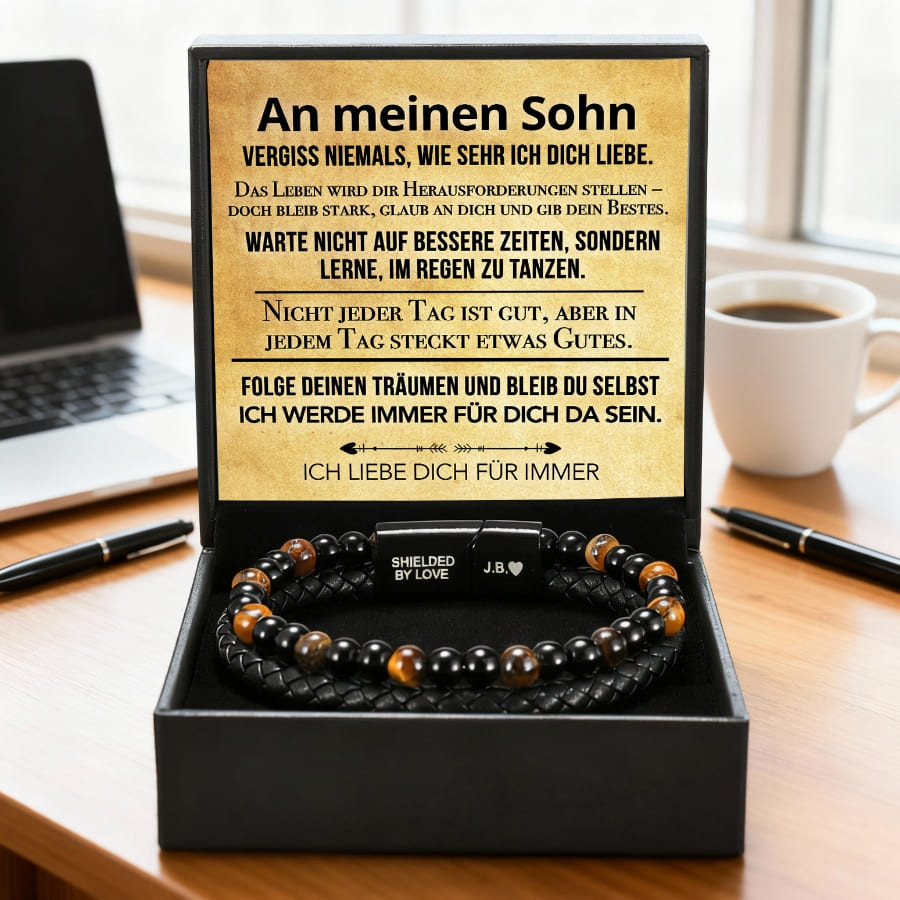 Voor mijn zoon - leren armband met kralen