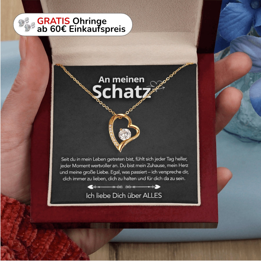 Für meinen Schatz – Herzanhänger in 14k Weißgold / 18k Gelbgold Veredelung