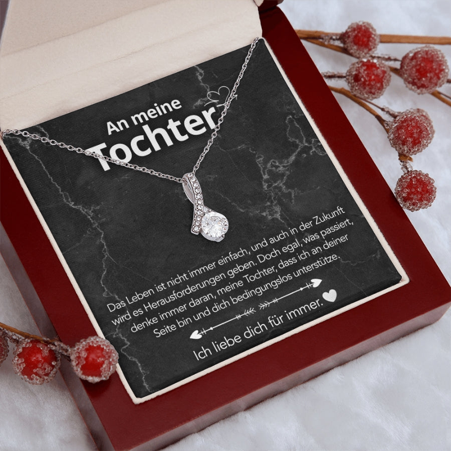 An meine Tochter – Bandhalskette in 14k Weißgold / 18k Gelbgold Veredelung