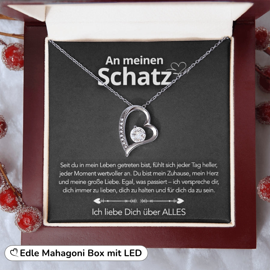 Für meinen Schatz – Herzanhänger in 14k Weißgold / 18k Gelbgold Veredelung