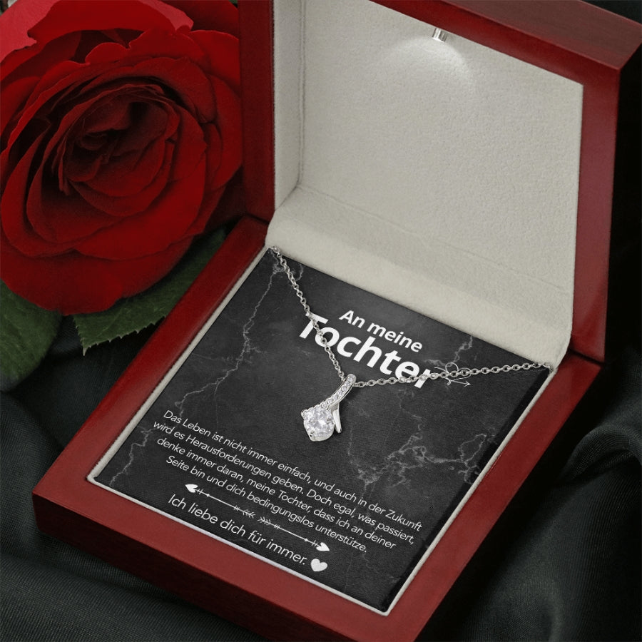 An meine Tochter – Bandhalskette in 14k Weißgold / 18k Gelbgold Veredelung