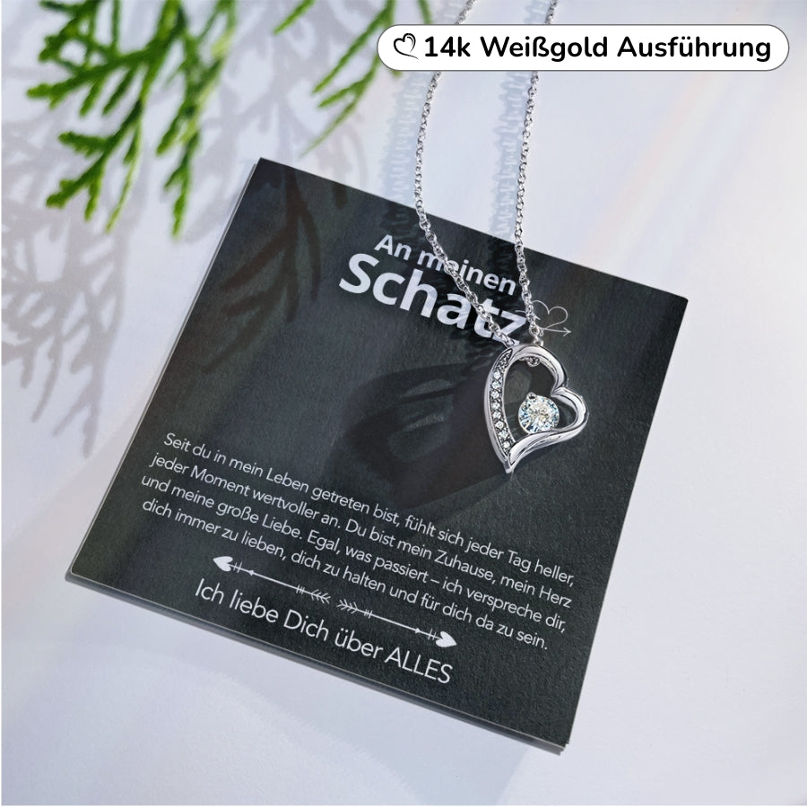 Für meinen Schatz – Herzanhänger in 14k Weißgold / 18k Gelbgold Veredelung