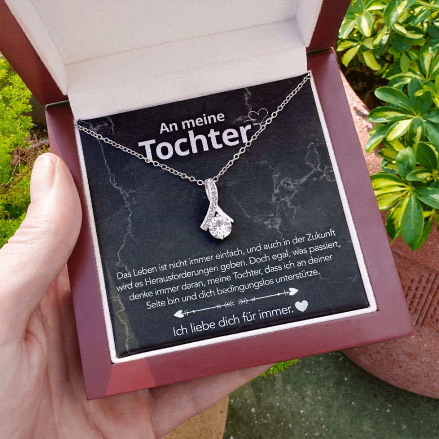 An meine Tochter – Bandhalskette in 14k Weißgold / 18k Gelbgold Veredelung