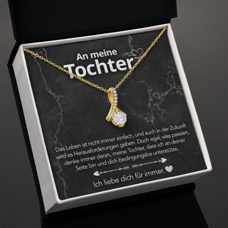 An meine Tochter – Bandhalskette in 14k Weißgold / 18k Gelbgold Veredelung