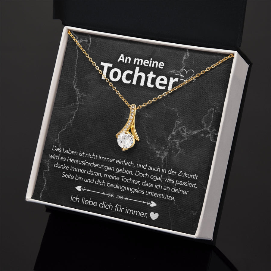 An meine Tochter – Bandhalskette in 14k Weißgold / 18k Gelbgold Veredelung