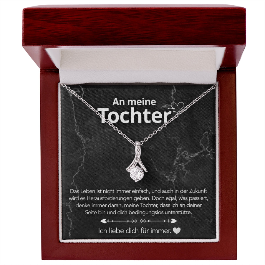 An meine Tochter – Bandhalskette in 14k Weißgold / 18k Gelbgold Veredelung