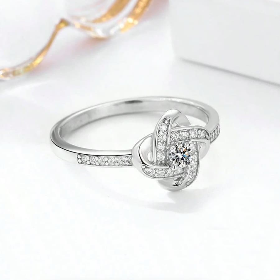 Knotenring - 14k Weißgold Veredelung (Größenverstellbar)