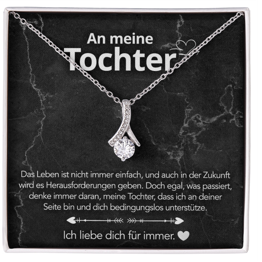 An meine Tochter – Bandhalskette in 14k Weißgold / 18k Gelbgold Veredelung