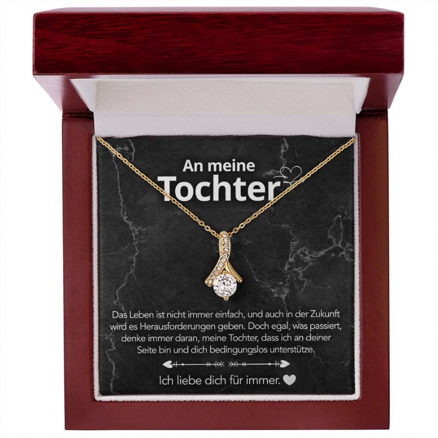 An meine Tochter – Bandhalskette in 14k Weißgold / 18k Gelbgold Veredelung