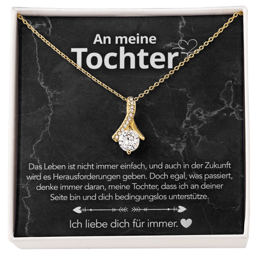An meine Tochter – Bandhalskette in 14k Weißgold / 18k Gelbgold Veredelung