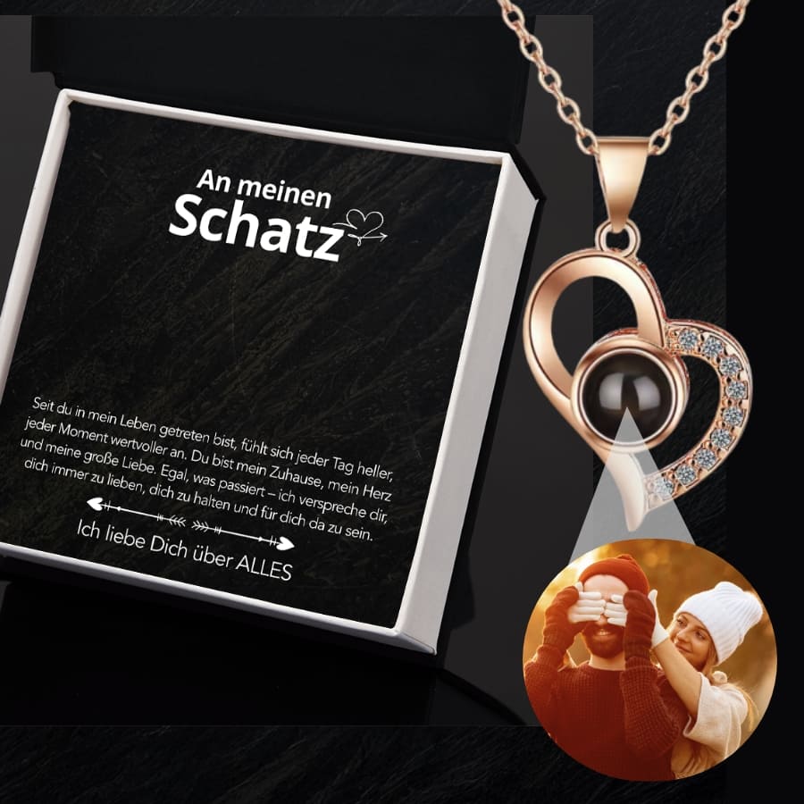 An meinen Schatz - Foto Halskette mit deinem Lieblingsbild – Schwungherz & Notiz