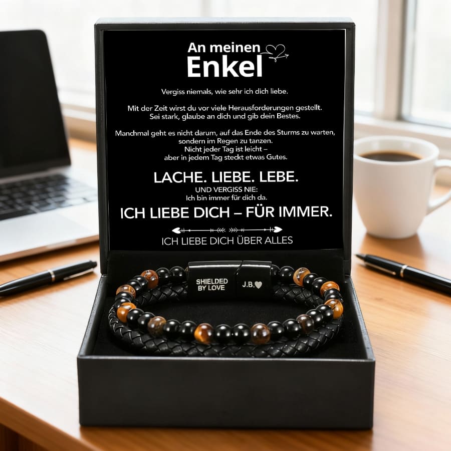 Voor mijn kleinzoon - leren armband met parels