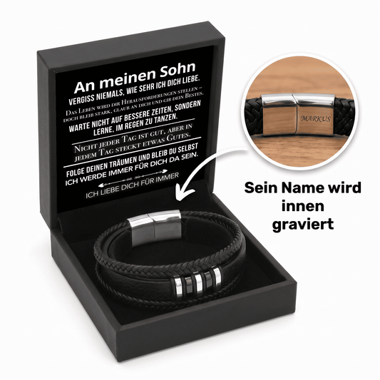 An meinen Sohn - Lederarmband Elegant mit Gravur