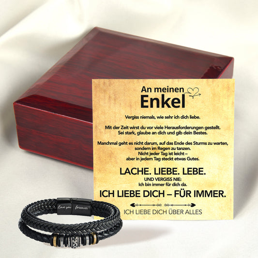 An meinen Enkel - Vergiss niemals - Herren Lederarmband
