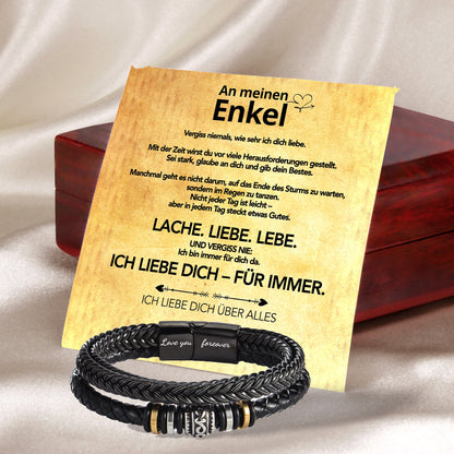 An meinen Enkel - Vergiss niemals - Herren Lederarmband