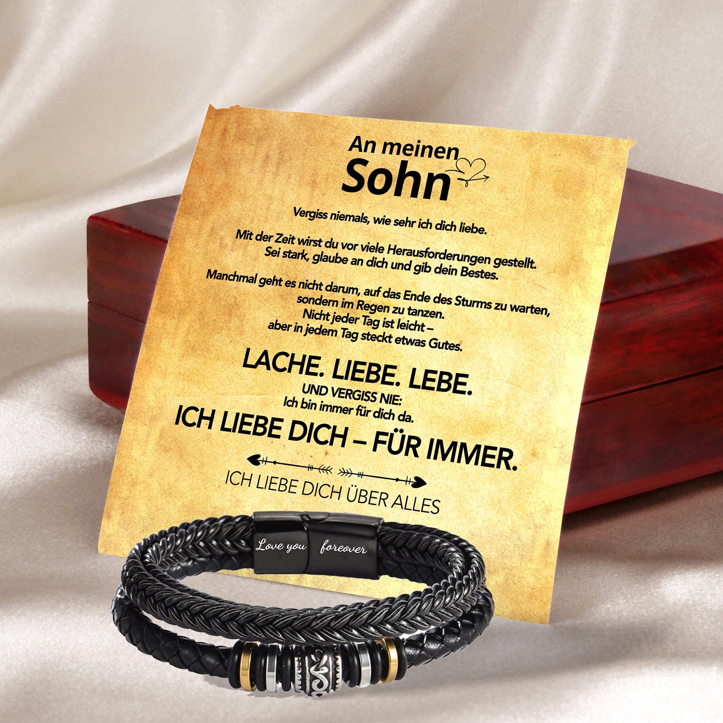 An meinen Sohn - Ich liebe Dich - Lederarmband