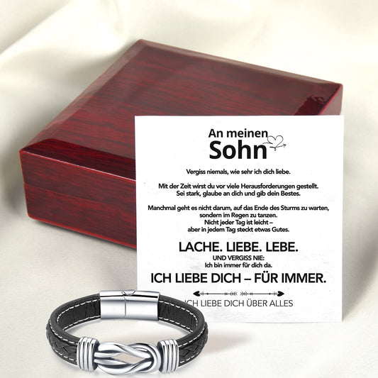An meinen Sohn - Geflochtenes Edelstahl Lederarmband