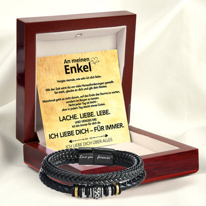 An meinen Enkel - Vergiss niemals - Herren Lederarmband