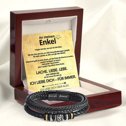 An meinen Enkel - Vergiss niemals - Lederarmband
