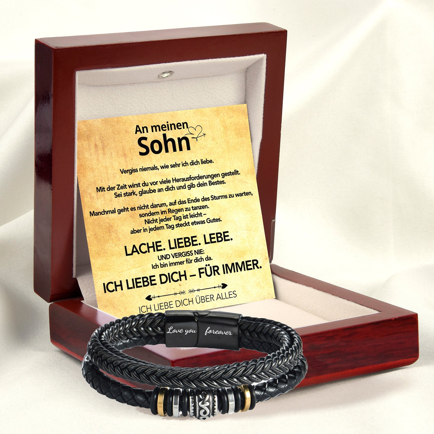 An meinen Sohn - Ich liebe Dich - Lederarmband