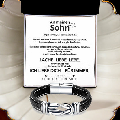 An meinen Sohn - Geflochtenes Edelstahl Lederarmband