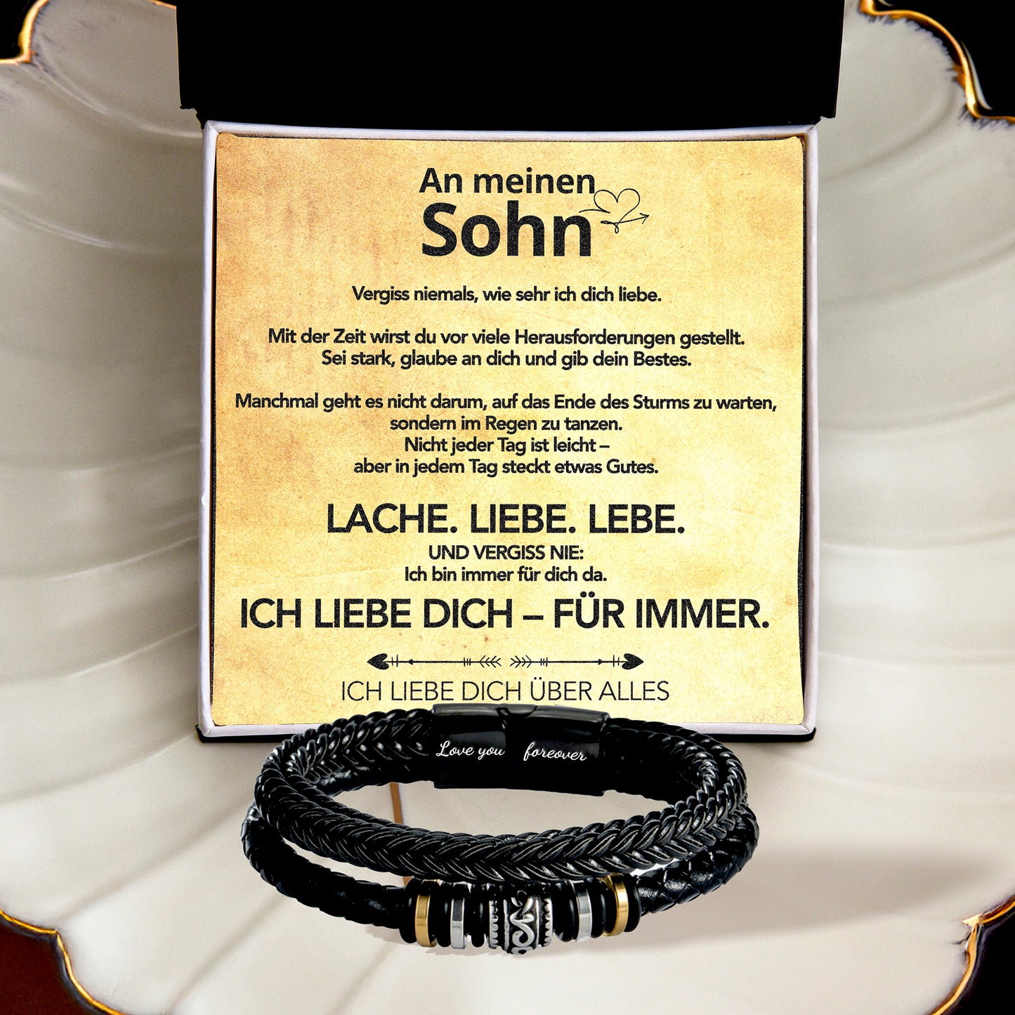 An meinen Sohn - Ich liebe Dich - Lederarmband
