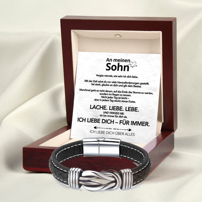 An meinen Sohn - Geflochtenes Edelstahl Lederarmband