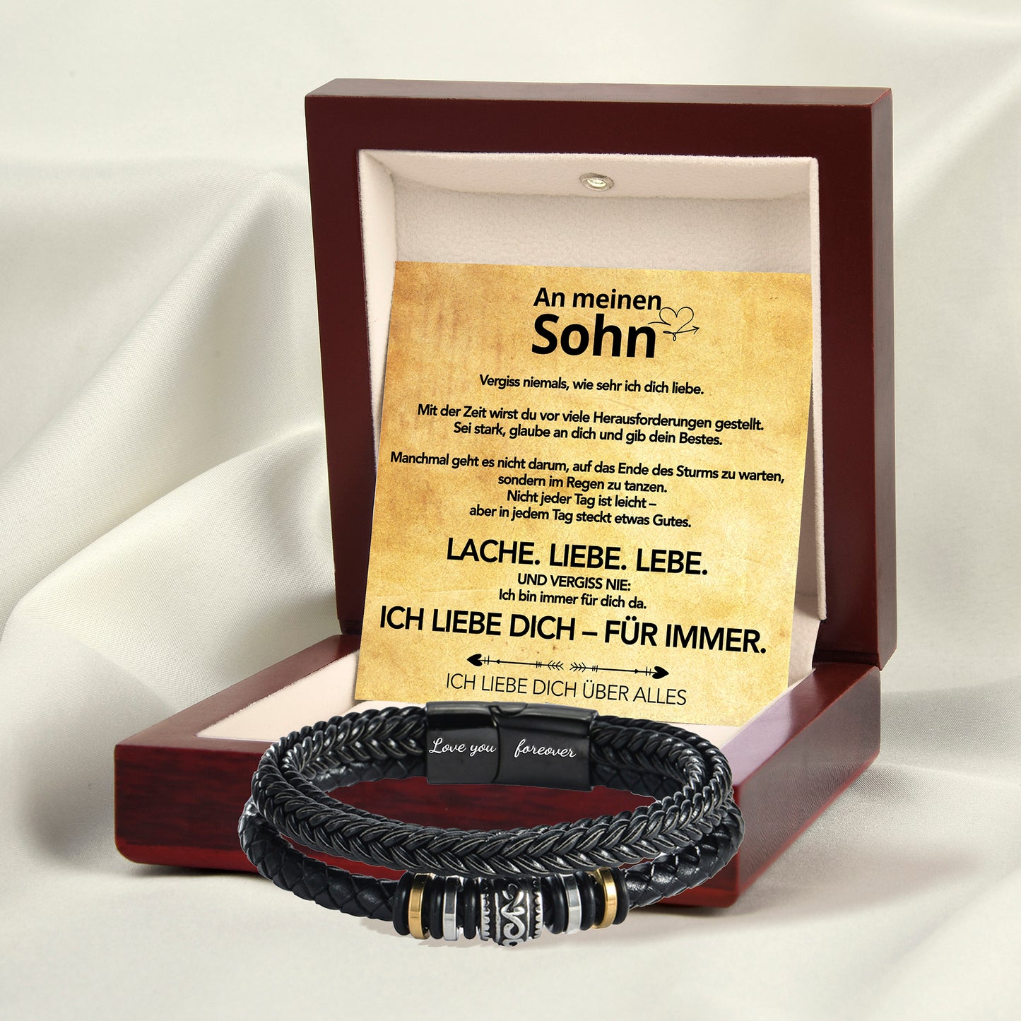 An meinen Sohn - Ich liebe Dich - Lederarmband