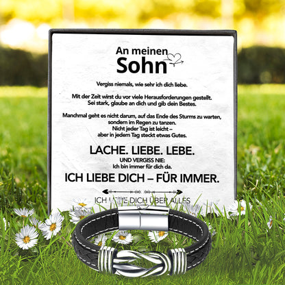 An meinen Sohn - Geflochtenes Edelstahl Lederarmband