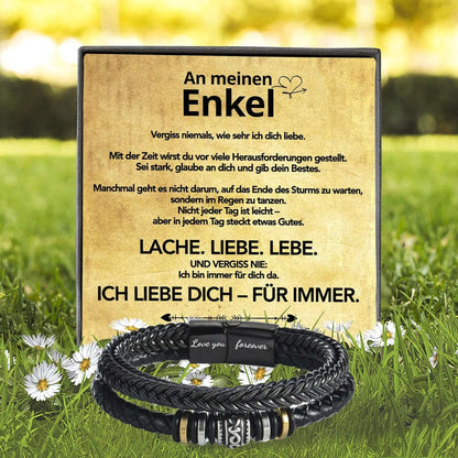 An meinen Enkel - Vergiss niemals - Lederarmband