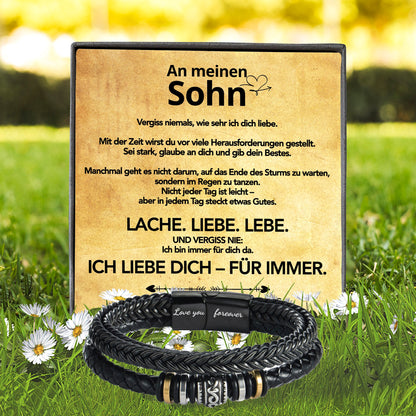 An meinen Sohn - Ich liebe Dich - Lederarmband