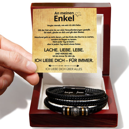 An meinen Enkel - Vergiss niemals - Herren Lederarmband