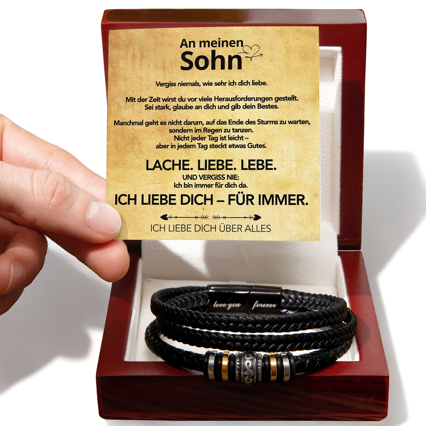 An meinen Sohn - Ich liebe Dich - Lederarmband