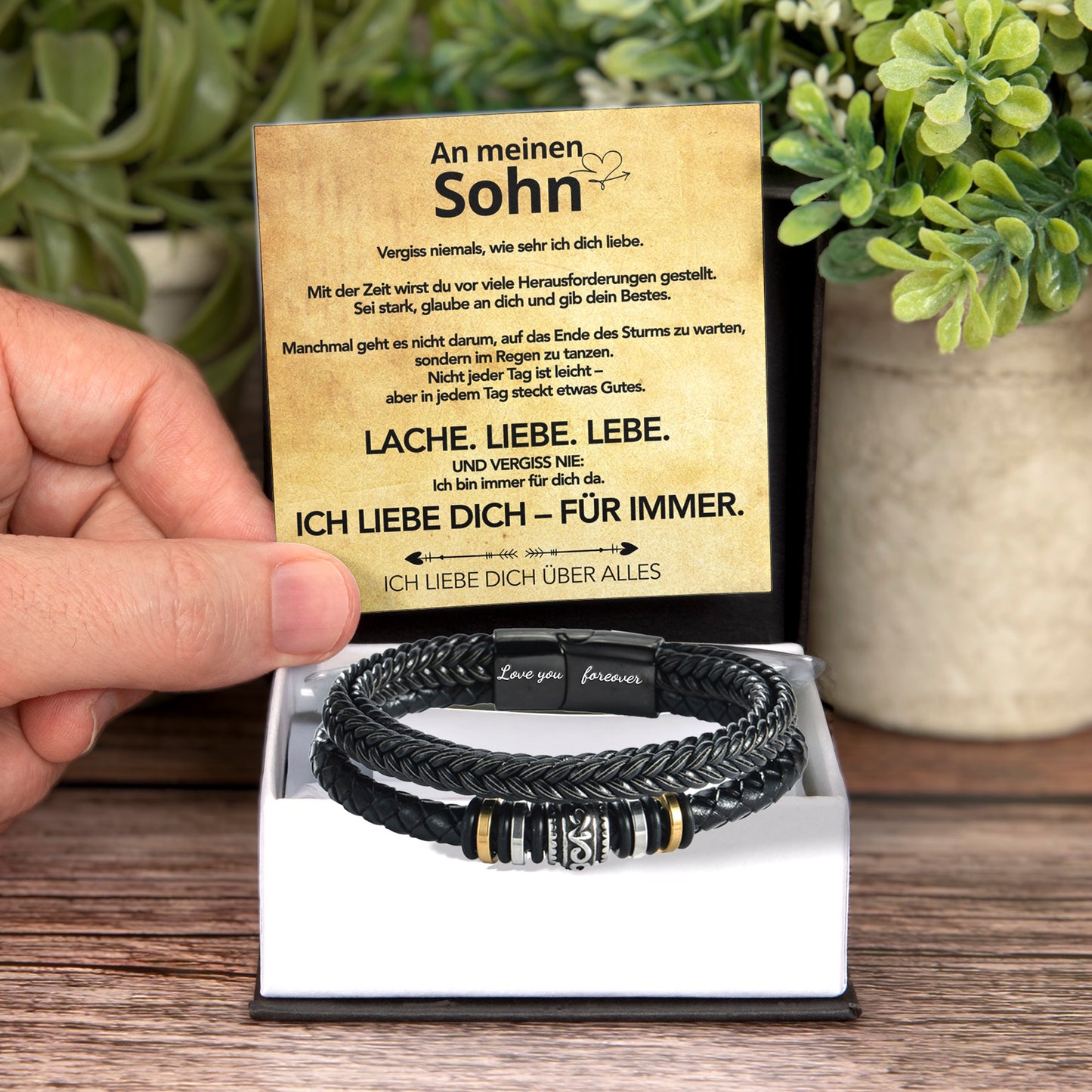 An meinen Sohn - Ich liebe Dich - Lederarmband
