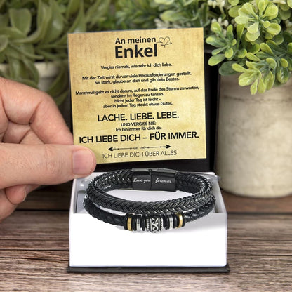 An meinen Enkel - Vergiss niemals - Lederarmband