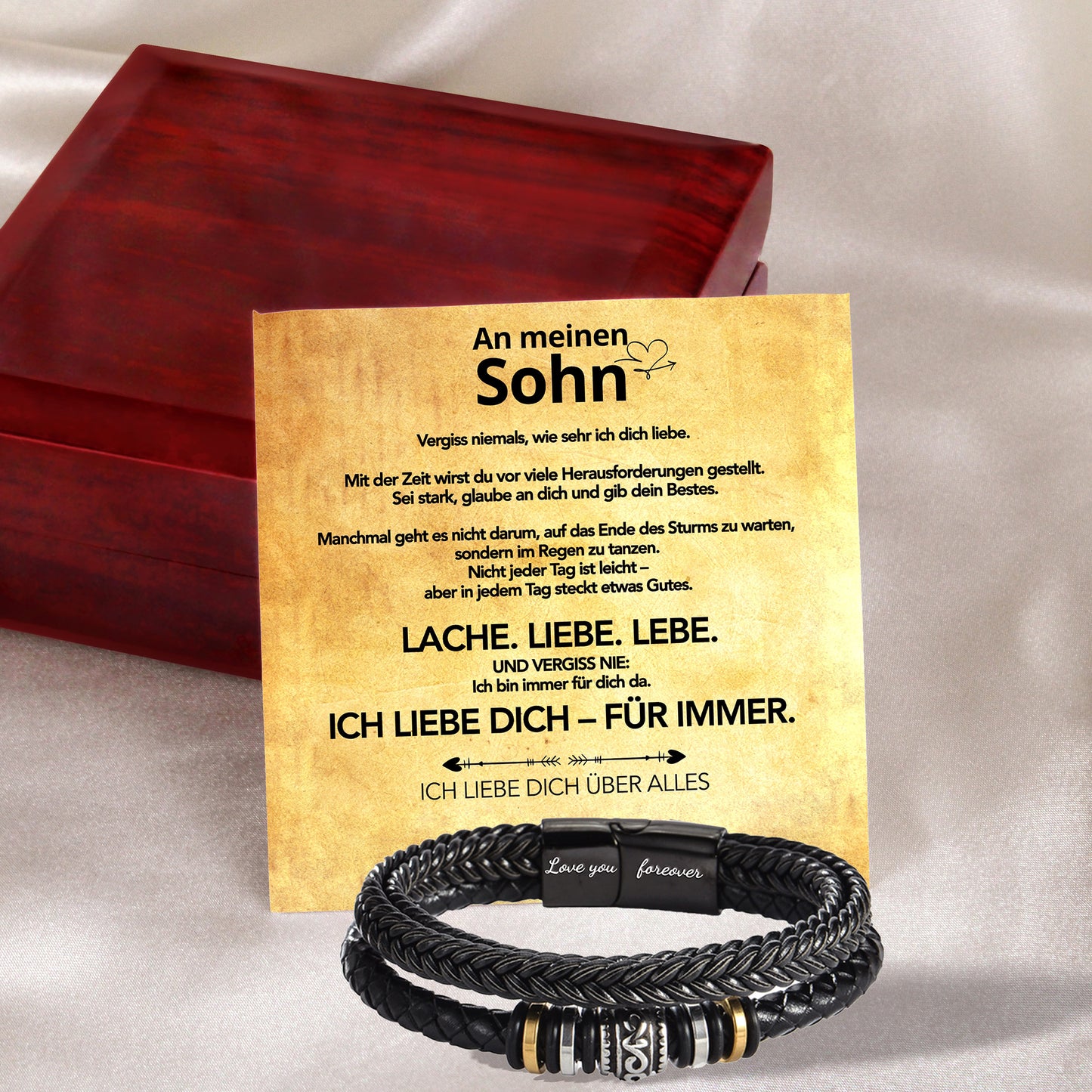 An meinen Sohn - Ich liebe Dich - Lederarmband