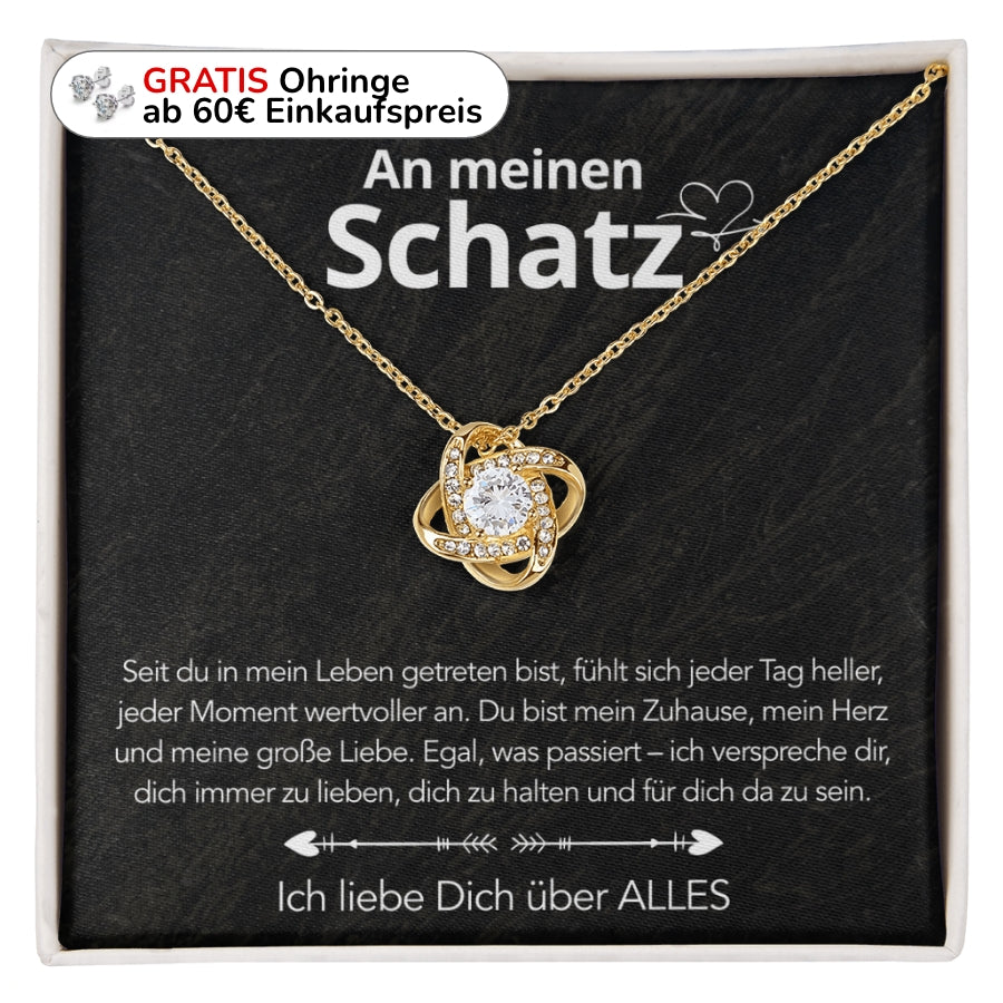 Für meinen Schatz – Knotenanhänger in 14k Weißgold / 18k Gelbgold Veredelung
