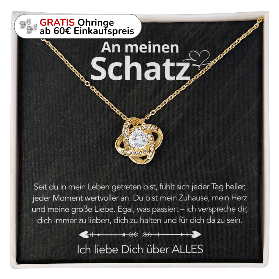 Für meinen Schatz – Knotenanhänger in 14k Weißgold / 18k Gelbgold Veredelung