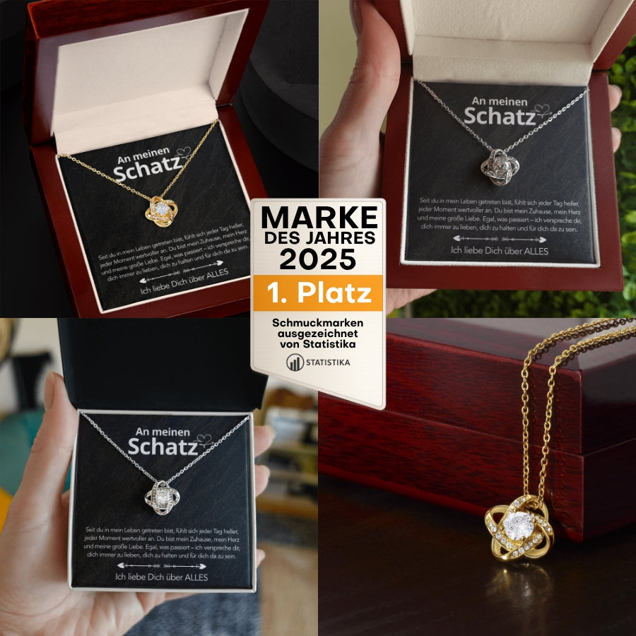 Für meinen Schatz – Knotenanhänger in 14k Weißgold / 18k Gelbgold Veredelung