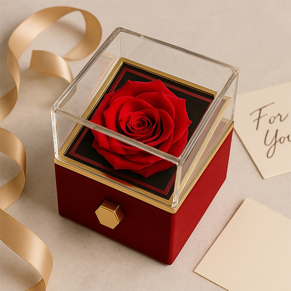 An meine Schwester – Ewige Rose mit Herzschmuck & liebevoller Karte