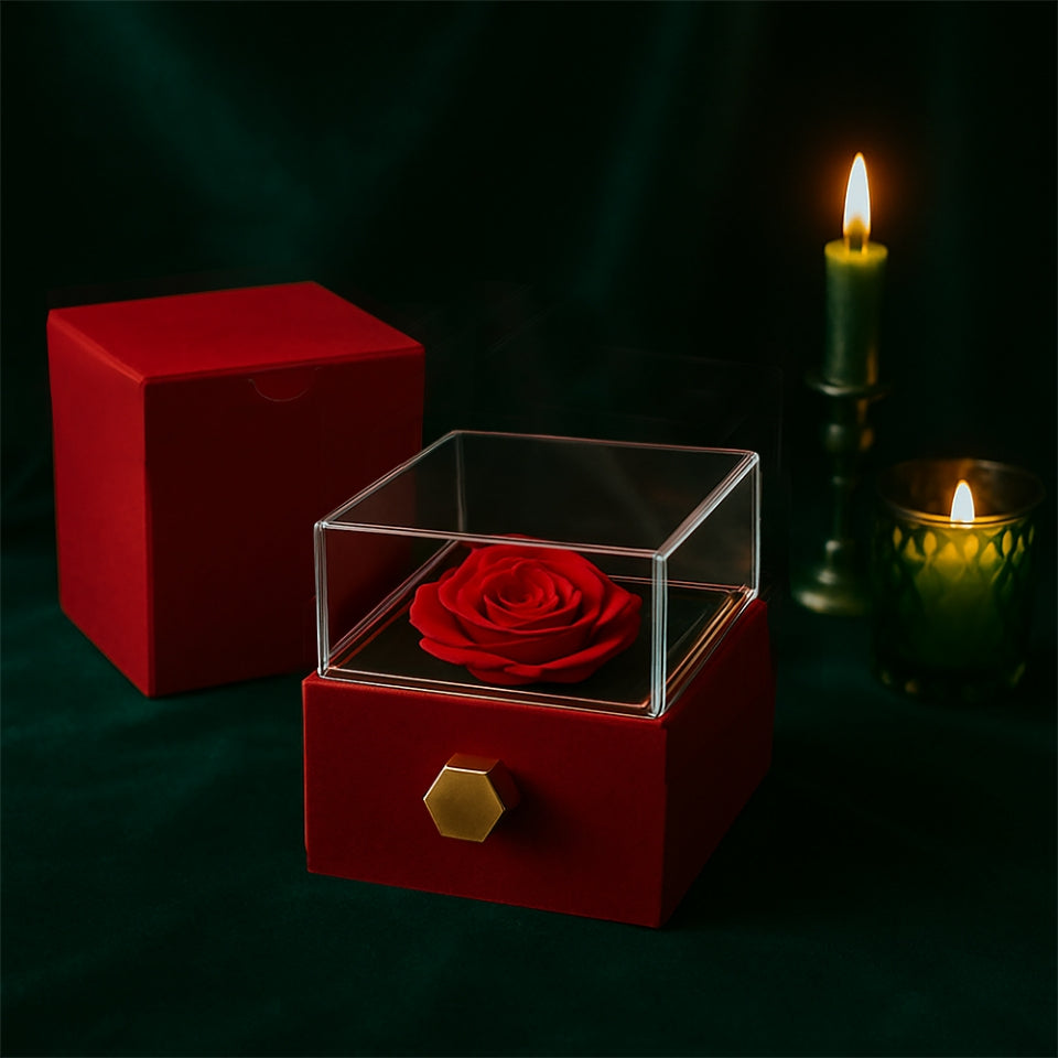 An meine Schwester – Ewige Rose mit Herzschmuck & liebevoller Karte